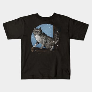 Grey Norwegian Forest Cat Climbing a Tree Kids T-Shirt